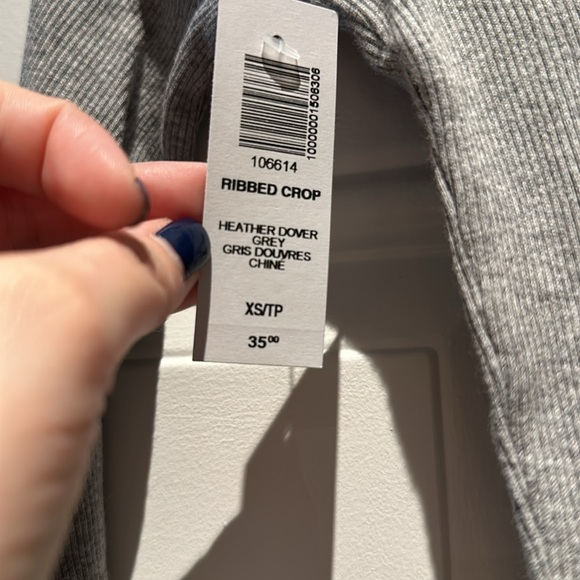 NWT!! Grey Ribbed Cropped Long Sleeve Size XS!! Azure Skies - Aritzia - Picture 2 of 4